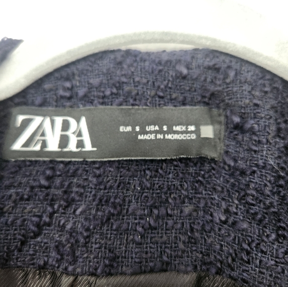 Zara Navy Lapelless Double-Breasted Blazer - Picture 7 of 8